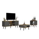 Ver imagem 3 de Conjunto Sala de Estar Tóquio 3 Peças com Rack para TV Mesa de Centro e Apoio C00D135015 Marrom/