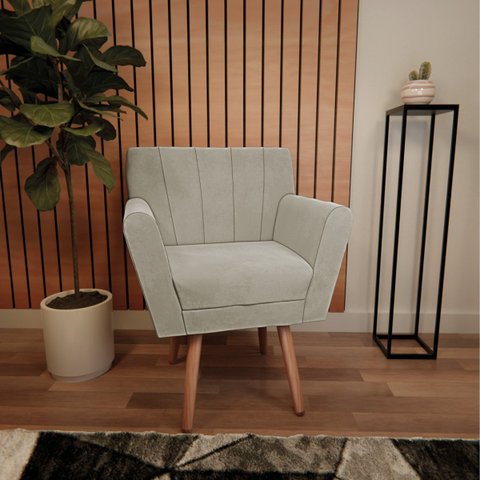 Poltrona Laura Pés Palito Linho - Doce Sonho Móveis POLTRONAS POLTRONAS PARA SALA POLTRONAS DECORATI