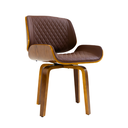 Ver imagem 4 de Cadeira Milão Base Fixa Giratória, Couro Sintético e Madeira Nogueira Marrom