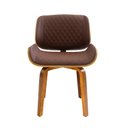 Ver imagem 5 de Cadeira Milão Base Fixa Giratória, Couro Sintético e Madeira Nogueira Marrom