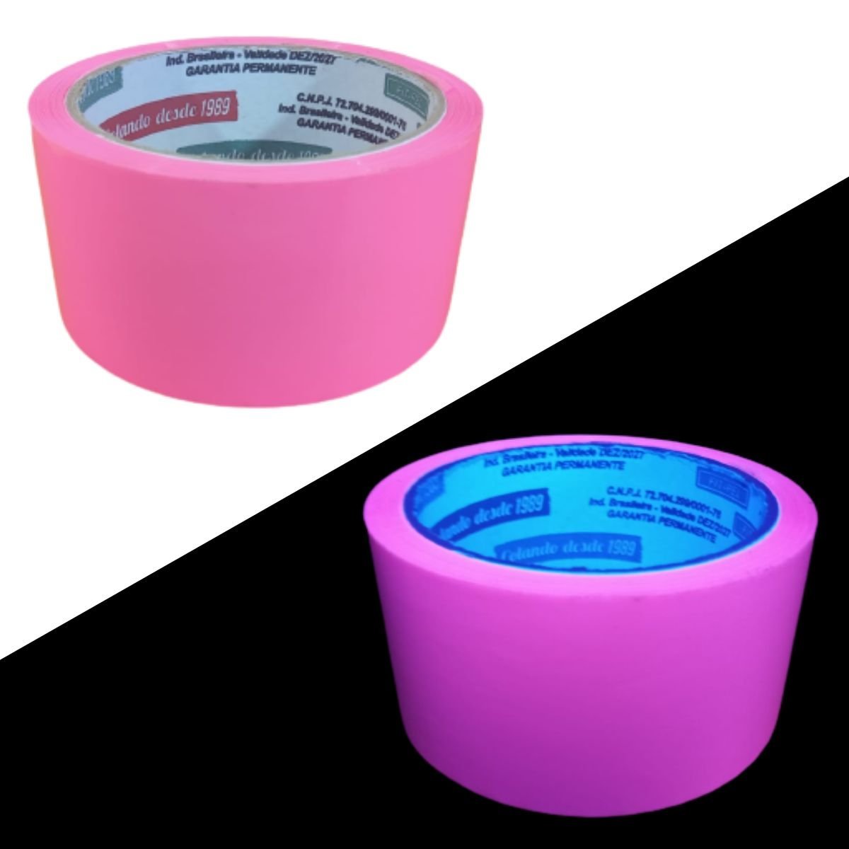 Fita Adesiva Rosa Neon Larga Brilha Luz Negra 48mmx50m Pacote Com 5 rolos Fit Pel Fita Adesiva Rosa  - 4