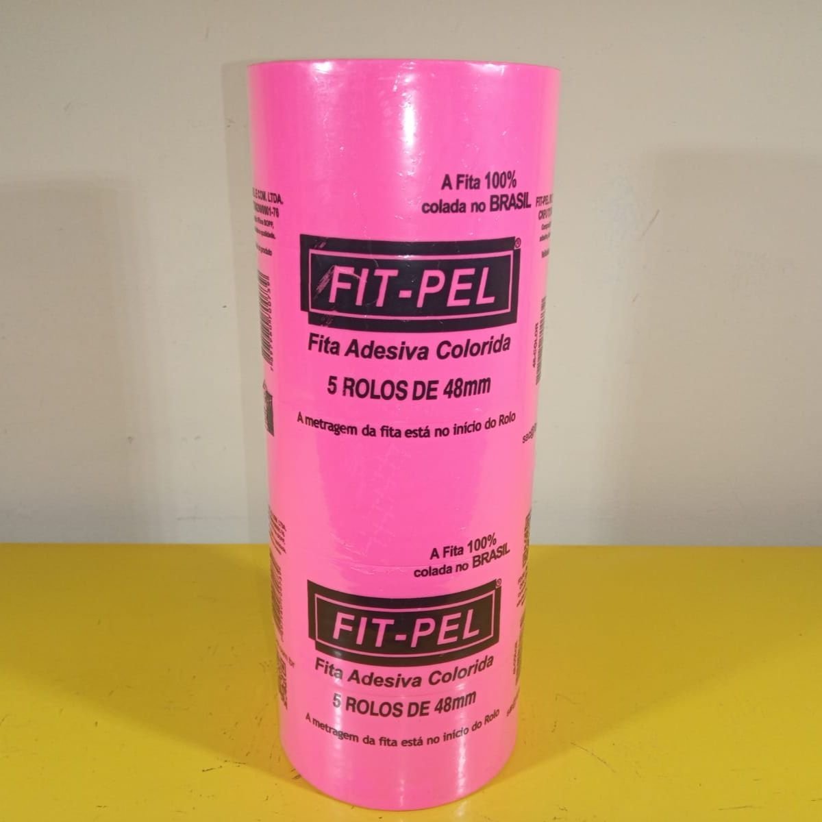 Fita Adesiva Rosa Neon Larga Brilha Luz Negra 48mmx50m Pacote Com 5 rolos Fit Pel Fita Adesiva Rosa  - 3