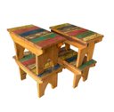 Ver imagem 1 de Kit C/ 4 Banco Banquinho Mineiro Madeira Demolição Colorido Banqueta Puff Jardim Sala Infantil Minas