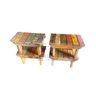 kit c/ 4 BANCO BANQUINHO MINEIRO MADEIRA DEMOLIÇÃO COLORIDO BANQUETA PUFF JARDIM SALA INFANTIL MINAS - 3