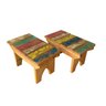 kit c/ 4 BANCO BANQUINHO MINEIRO MADEIRA DEMOLIÇÃO COLORIDO BANQUETA PUFF JARDIM SALA INFANTIL MINAS - 6