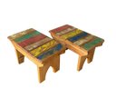 Ver imagem 6 de Kit C/ 4 Banco Banquinho Mineiro Madeira Demolição Colorido Banqueta Puff Jardim Sala Infantil Minas