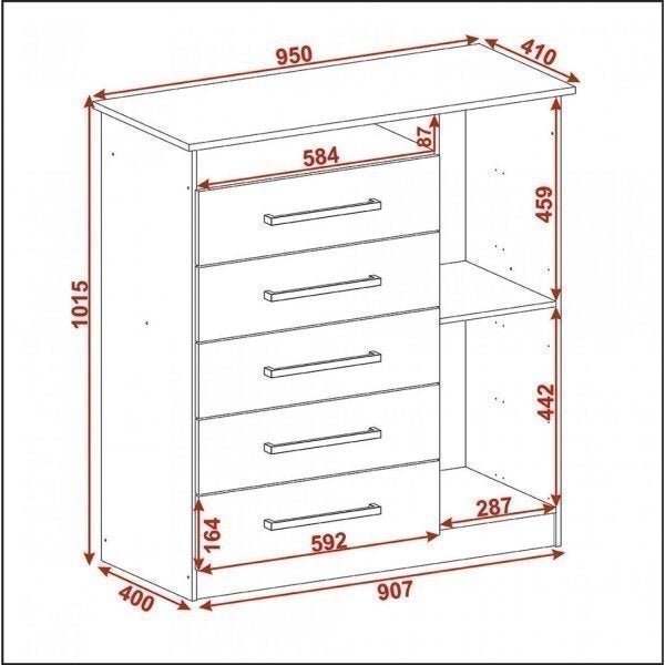 Conjunto para Quarto de Solteiro Guarda-Roupa 3 Portas e Cômoda 5 Gavetas Rodial - 9