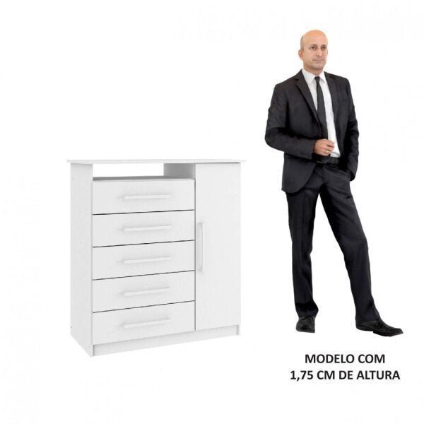 Conjunto para Quarto de Solteiro Guarda-Roupa 3 Portas e Cômoda 5 Gavetas Rodial - 10
