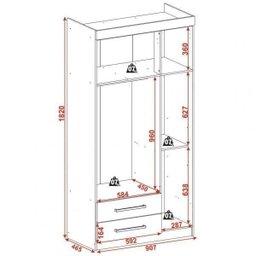 Conjunto para Quarto de Solteiro Guarda-Roupa 3 Portas e Cômoda 5 Gavetas Rodial - 4