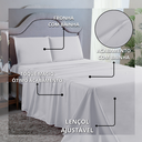 Ver imagem 5 de Jogo de Lençol Casal 400 Fios 4 Peças Toque Macio Aveludo 100% Micropercal:branco