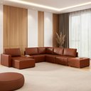 Ver imagem 1 de Sofá de Canto Modulado 347cm - 368cm 8 Lugares France Courino Marrom - Sallar Home