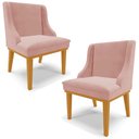 Ver imagem 1 de Kit 2 Cadeiras Decorativas Sala de Jantar Base Fixa de Madeira Firenze Veludo Rose/Castanho G19 - Gr