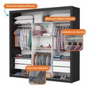 Ver imagem 5 de Guarda-Roupa Casal 3 Portas De Correr Com Espelho 4 Gavetas Isabela Master Carioca Móveis Preto