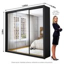 Ver imagem 3 de Guarda-Roupa Casal 3 Portas De Correr Com Espelho 4 Gavetas Isabela Master Carioca Móveis Preto