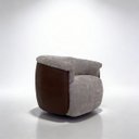 Ver imagem 5 de Poltrona Marselha 86cm Giratoria Suede Cappuccino Corino Marrom Premiun para Sala