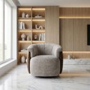 Ver imagem 1 de Poltrona Marselha 86cm Giratoria Suede Cappuccino Corino Marrom Premiun para Sala