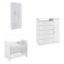 Ver imagem 2 de Quarto de Bebê Completo Guarda-Roupa 3 Portas Cômoda 5 Gavetas e Berço Mini Cama Rodial