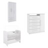 Quarto de Bebê Completo Guarda-Roupa 3 Portas Cômoda 5 Gavetas e Berço Mini Cama Rodial - 2