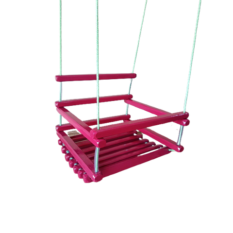 Balanço Gangorra Infantil Madeira 35x35 Rosa Suporta 80kg
