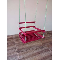 Balanço gangorra infantil madeira 35x35 Rosa suporta 80kg - 5