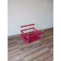 Balanço gangorra infantil madeira 35x35 Rosa suporta 80kg - 4