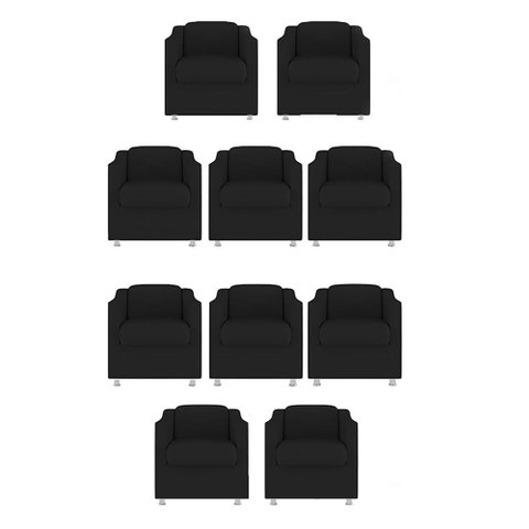 Kit 10 Poltronas Decorativa Reforçada Recepção Clinica Salão Suede:preto