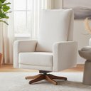 Ver imagem 2 de Poltrona de Amamentação com Balanço Giratória Noah D02 Bouclê Off White B-114 - Lyam Decor