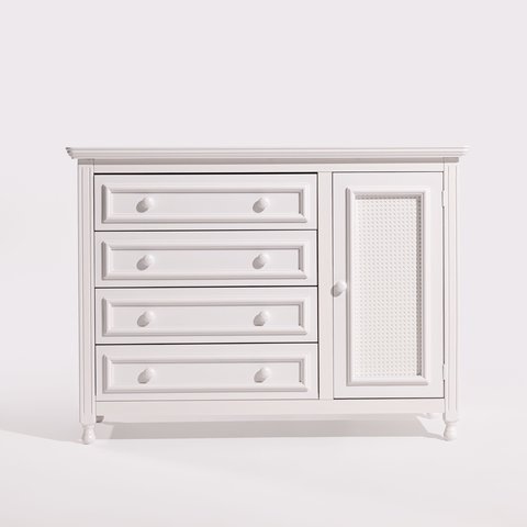 Cômoda Infantil Feliz 4 Gavetas | Porta com Tela Trançada