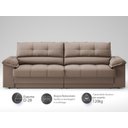 Ver imagem 3 de Sofá com Carregador Usb e Molas no Assento Retrátil Reclinável Mimo 2,30m Velosuede Marrom - Netsofa