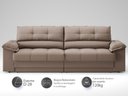 Ver imagem 3 de Sofá com Carregador Usb e Molas no Assento Retrátil Reclinável Mimo 2,30m Velosuede Marrom - Netsofa