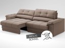 Ver imagem 5 de Sofá com Carregador Usb e Molas no Assento Retrátil Reclinável Mimo 2,30m Velosuede Marrom - Netsofa