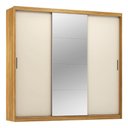 Ver imagem 1 de Guarda Roupa Dalila 3 Portas, 4 Gavetas e 3 Cabideiros Flex Cinamon Touch/off White com Espelho -