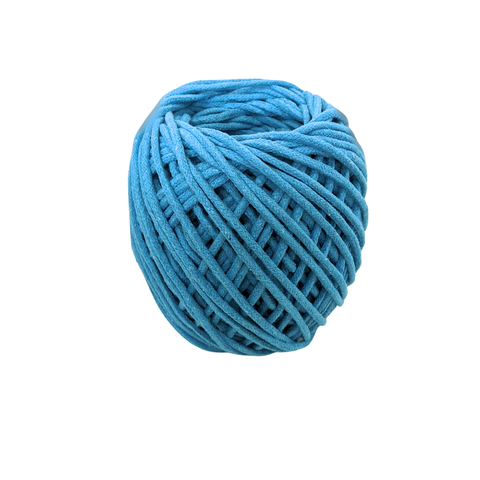 Cordão de Algodão Trancelim 6mm para Artesanato e Macramê Azul Celeste 50 Mts