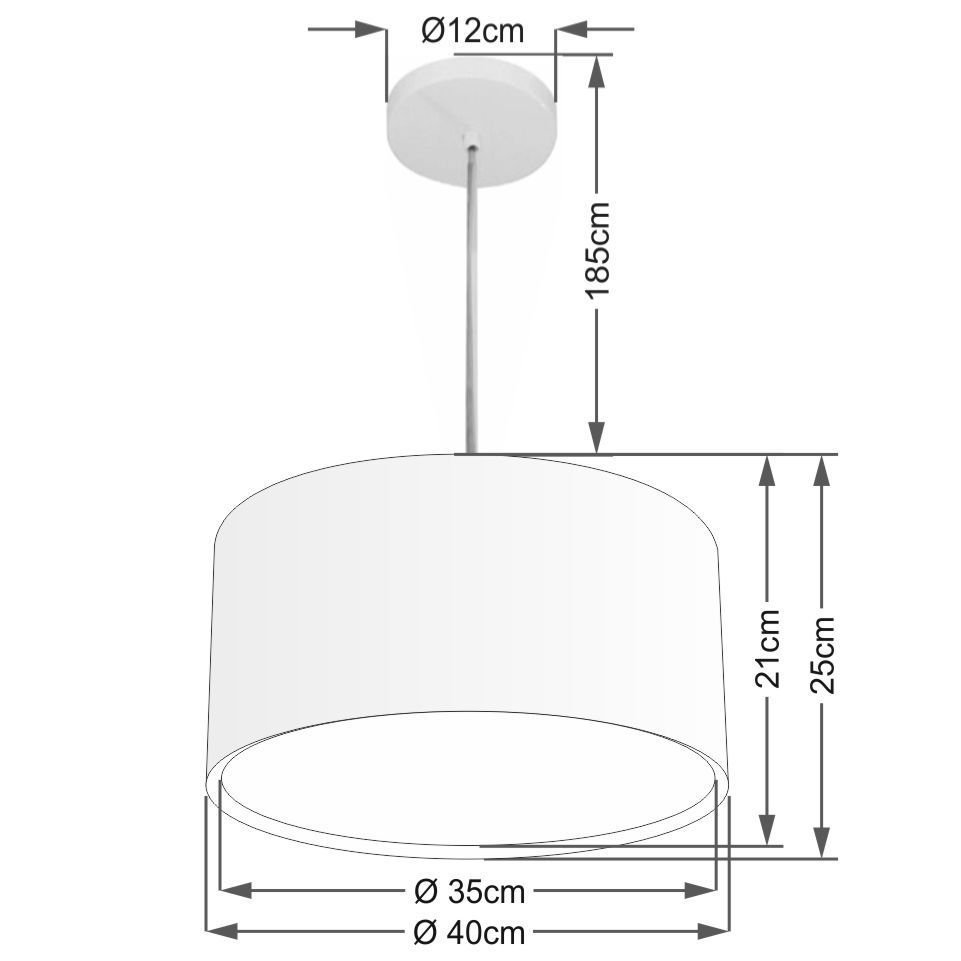 Lustre Pendente Cilíndrico Duplo Vivare Md-4290 Cúpula em Tecido 40x25cm - Bivolt - Palha - Bivolt - 2