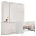 Ver imagem 1 de Quarto Infantil Guarda-Roupa Roupeiro Julie MDP + Cômoda + Berço Mini Cama Americano