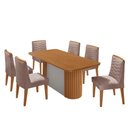 Ver imagem 2 de Mesa de Jantar Aspen com 6 Cadeiras Eloise Moderna Mobília Linho Capuccino Naturale