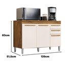 Ver imagem 4 de Balcao Triplo de Cozinha S/tampo 3 Portas 2 Gavetas - Castanho/off White