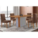 Ver imagem 1 de Conjunto: Mesa de Cozinha Pietá Tampo Curvo 120cm+4 Cadeiras Dafne Madeira Naturale/Off White -