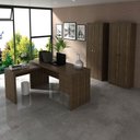 Ver imagem 1 de Conjunto de Escritório com Escrivaninha 03 pç CJ43018-004 Tecno Móbili - Tecno Móbili Nogal