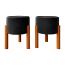 Ver imagem 1 de Kit 2 Puffs Thor Decorativo Pés em Madeira Suede Preto