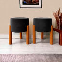 Ver imagem 2 de Kit 2 Puffs Thor Decorativo Pés em Madeira Suede Preto