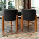 Ver imagem 3 de Kit 2 Puffs Thor Decorativo Pés em Madeira Suede Preto