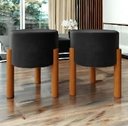 Ver imagem 3 de Kit 2 Puffs Thor Decorativo Pés em Madeira Suede Preto