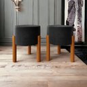 Ver imagem 4 de Kit 2 Puffs Thor Decorativo Pés em Madeira Suede Preto