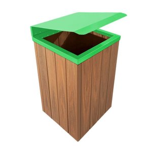 Lixeira de Madeira Plástica Ecológica com Tampa Basculante Verde 96l