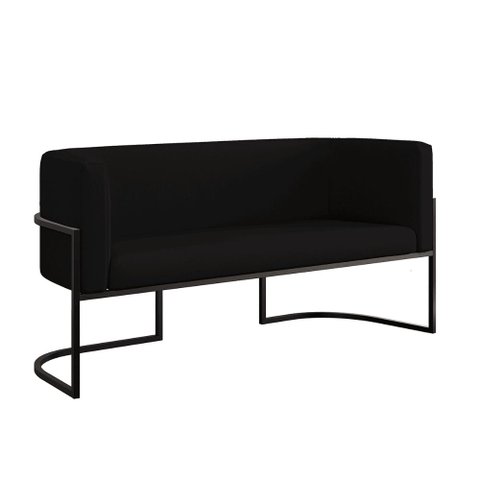 Sofá 2 Lugares Veludo Moderno Base Metal Black – Balaqui Cor:preto