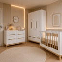 Ver imagem 1 de Berço Cômoda e Guarda-Roupa Infantil Linha Cozy Marca Quater Móveis
