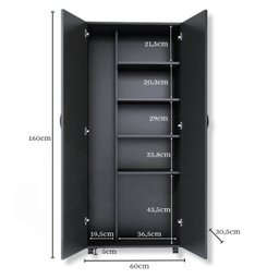 Armário Para Lavanderia Multiuso 2 Portas Alto Dispensa ClickForte Armário Lavanderia Preto - 7