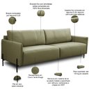 Ver imagem 2 de Sofá 4 Lugares para Sala Living Industrial 264cm Italy L06 Couro Verde Musgo - Lyam Decor