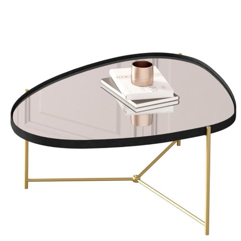 Mesa de Centro Orgânica Alamanda Espelhada Preto Dourado